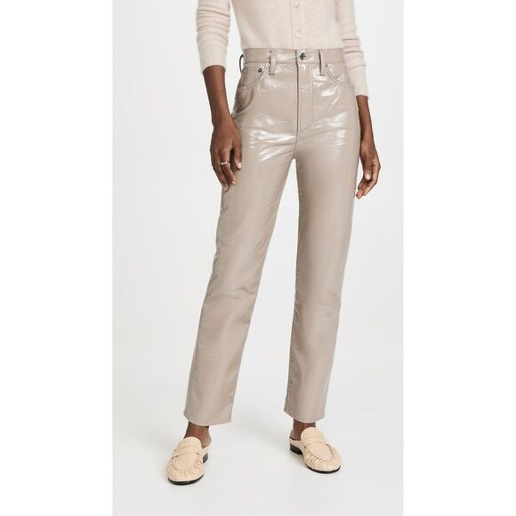 AGOLDE Leather 90s Pinch Waist Pants - Quail Patent - Picture 1 of 16